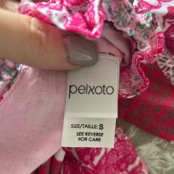 Peixoto $268 ruby smocked mini dress tiered ruffle pink red Anthropologie sz S - Picture 7 of 10